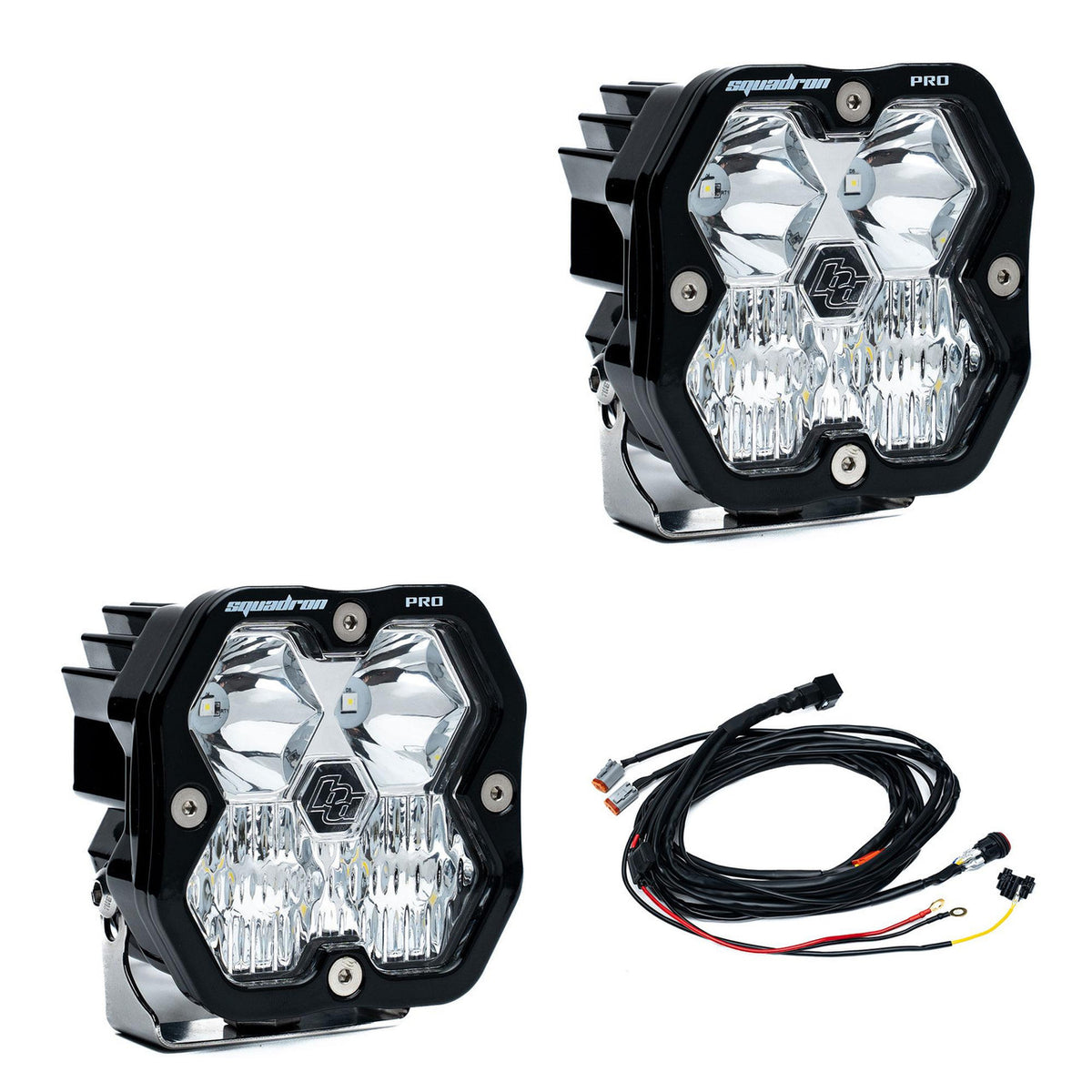 Baja Designs Squadron Pro 2.0 driving combo clear pair with wiring harness