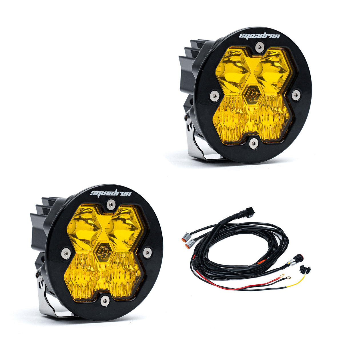 Baja Designs Squadron R sport 2.0 driving combo amber pair with wiring harness
