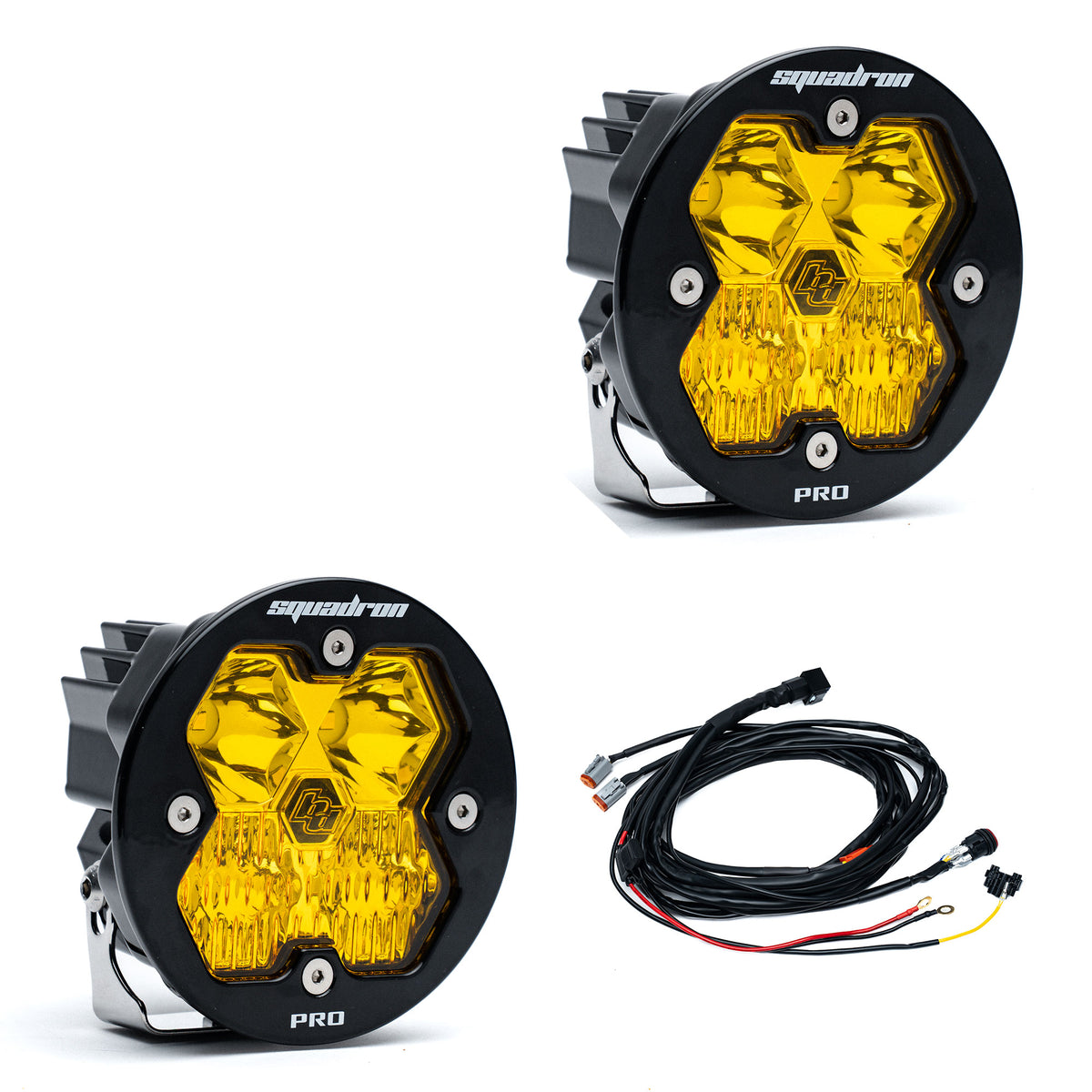 Baja designs Squadron R Pro 2.0 driving combo amber pair with wiring harness